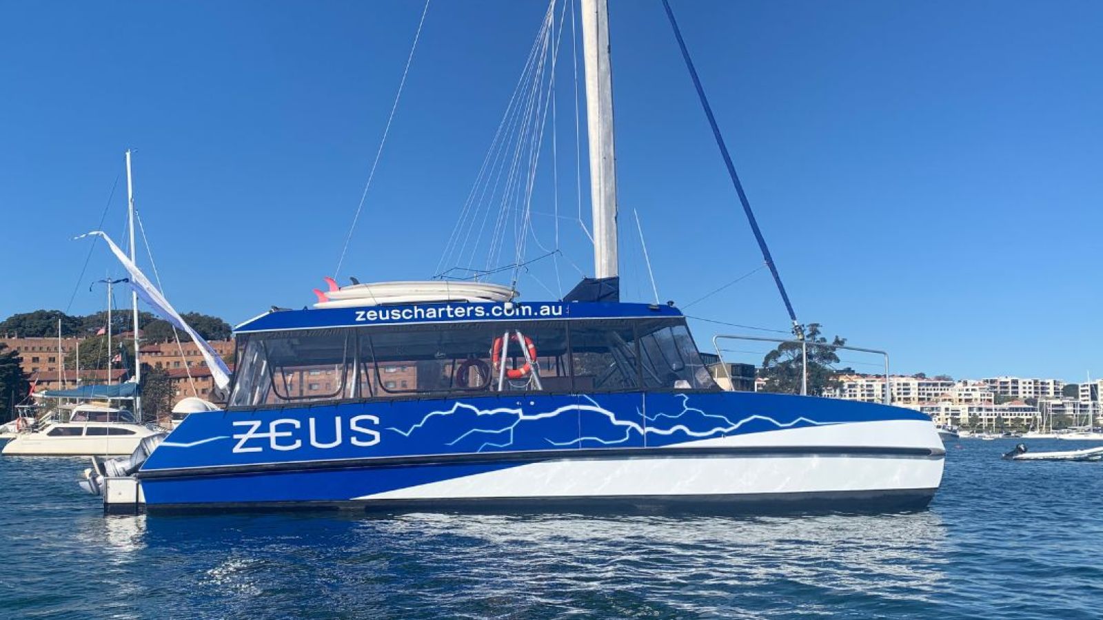 Zeus Boat Hire Sydney - Side View