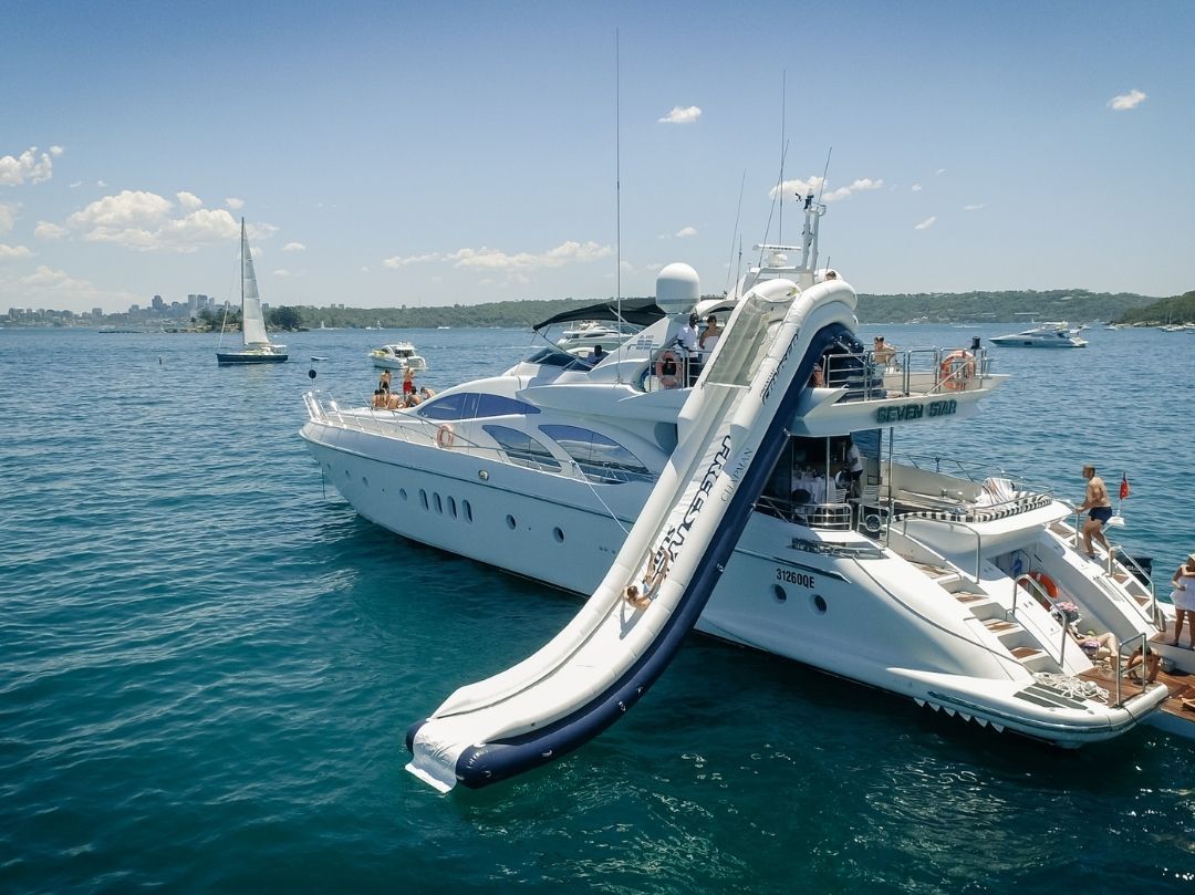 Seven Star Yacht Hire - Water Slide
