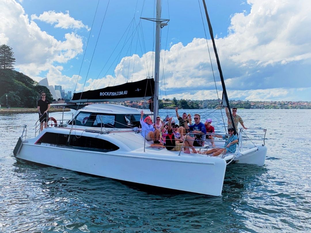 Bucks boat cruise Sydney on Rockfish Catamarans