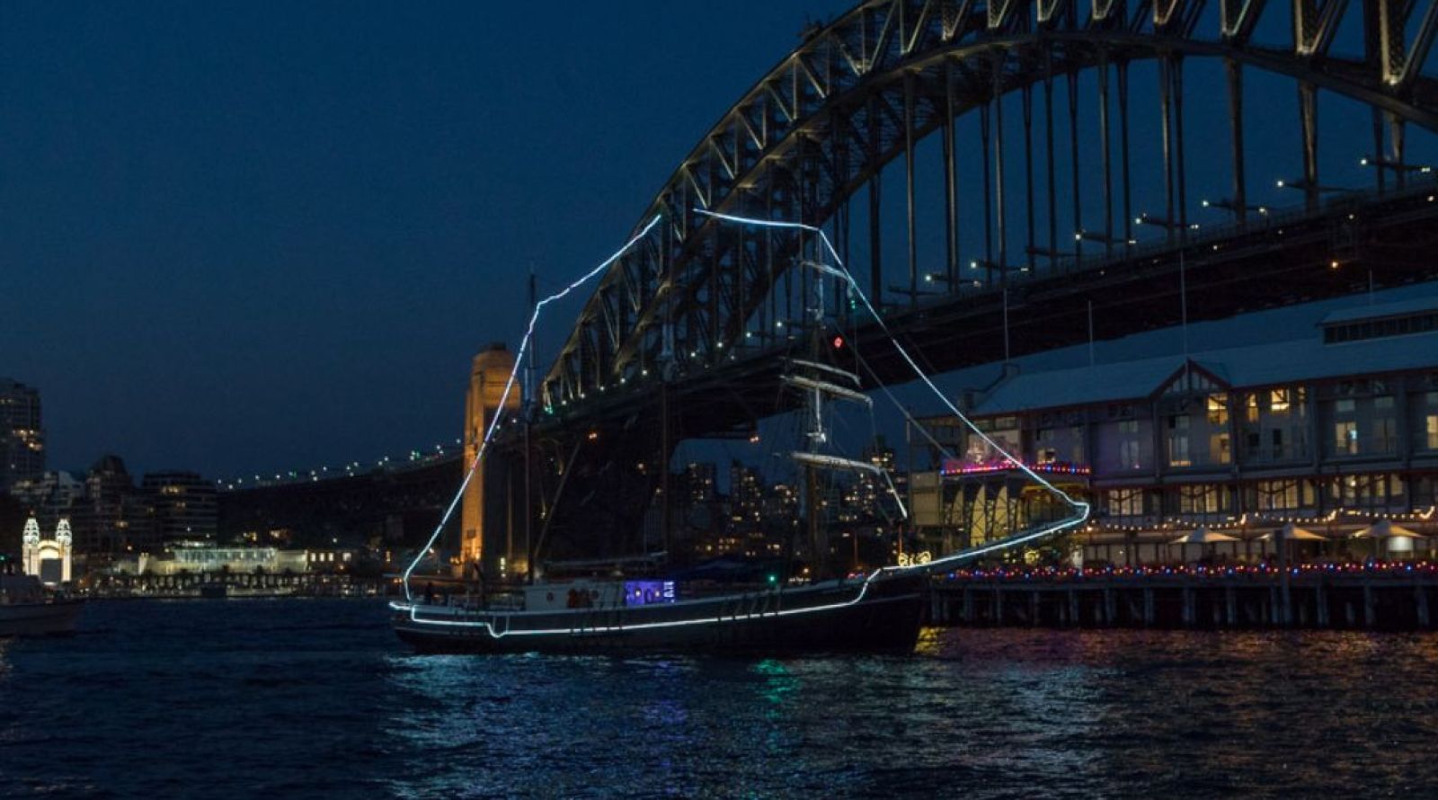 Tall Ships Sydney Vivid Cruise Under Harbour Bridge