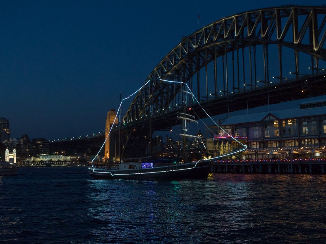 Tall Ships Sydney Vivid Cruise Under Harbour Bridge