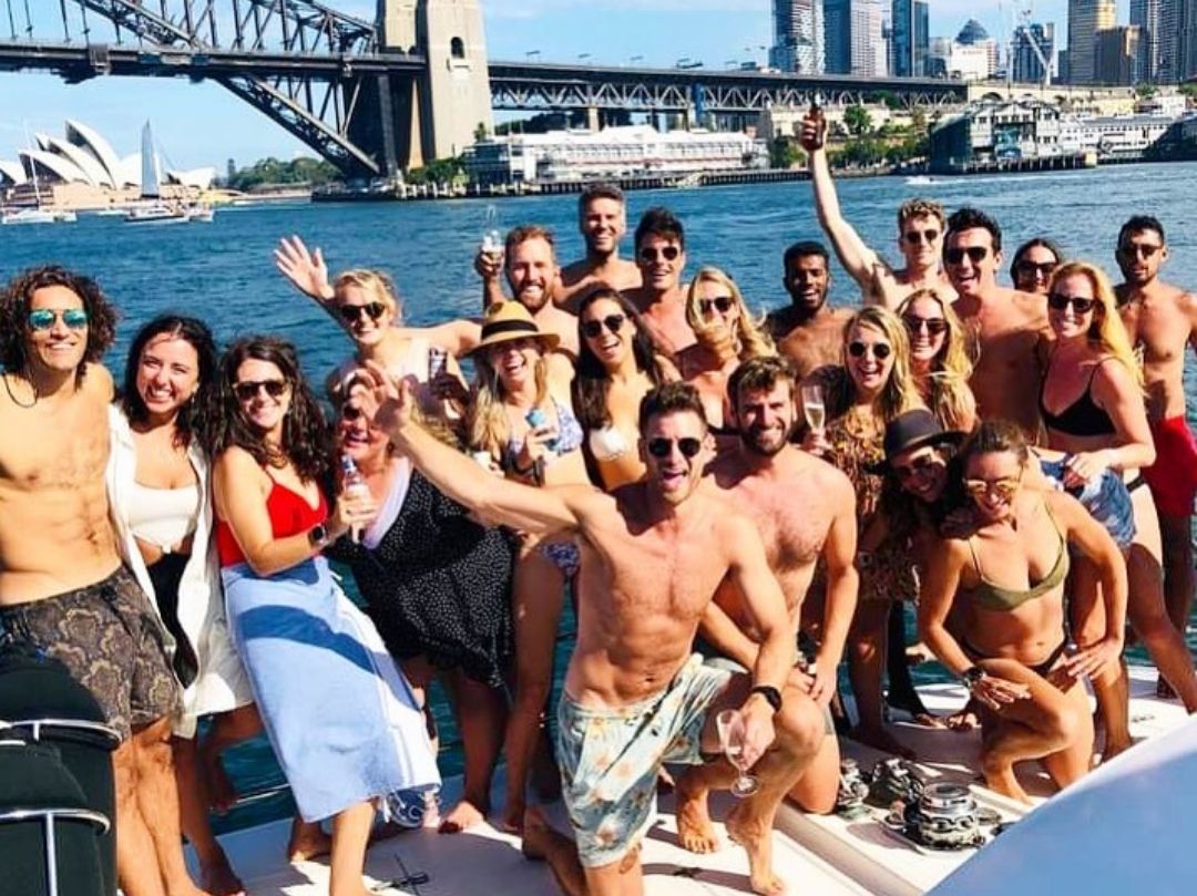 Sydney Party Boat Hire Sunny Group Photo