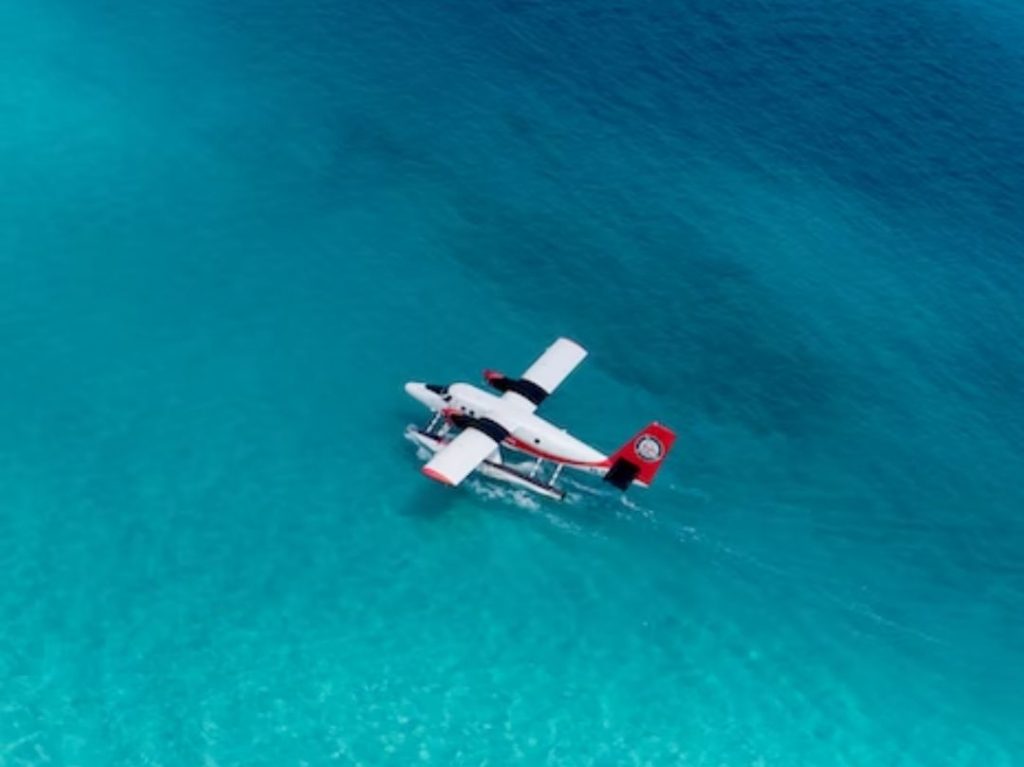 Seaplane on clear water